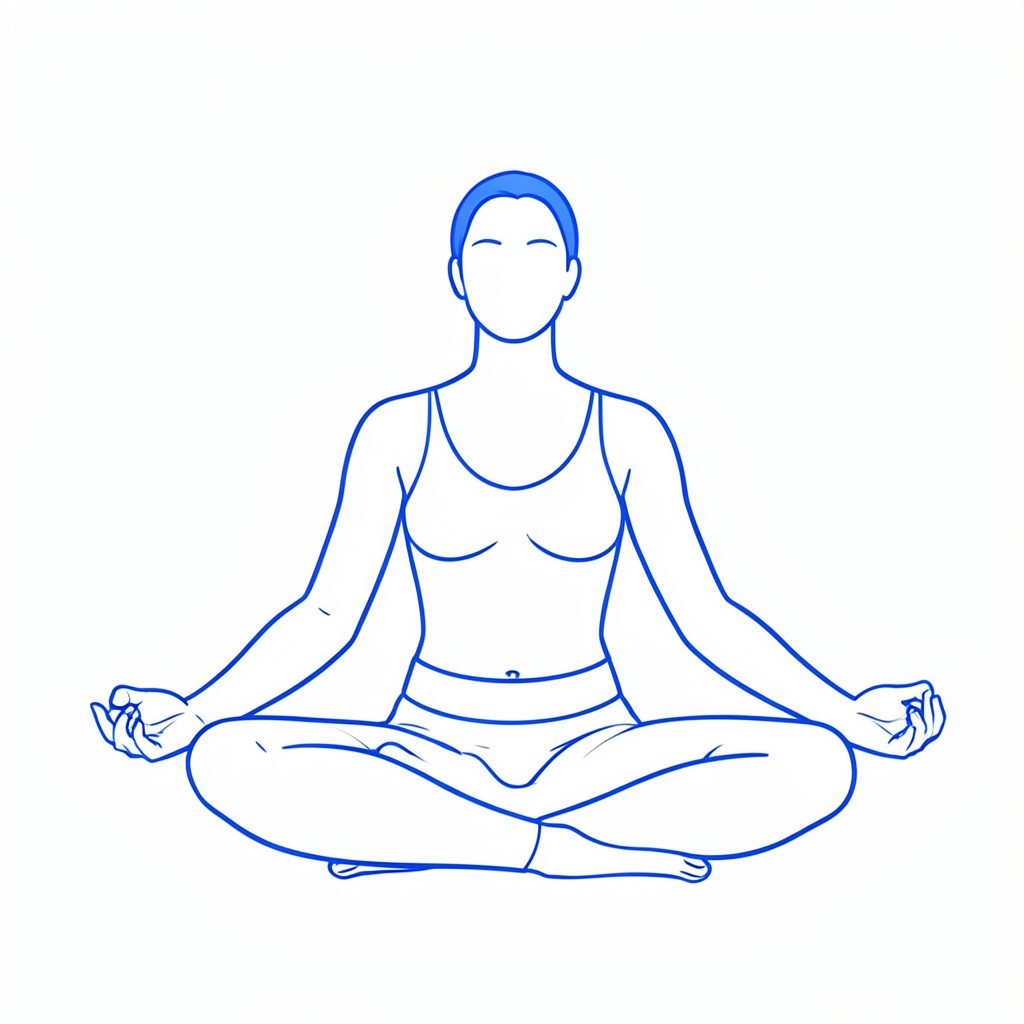 A person seated in a quiet, sunlit room with eyes closed, hands resting gently on knees, conveying calm and inner focus.