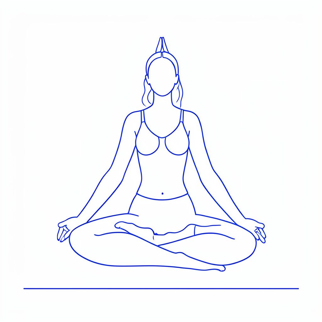A serene yoga practitioner seated in a quiet indoor space, soft natural light, calm neutral tones