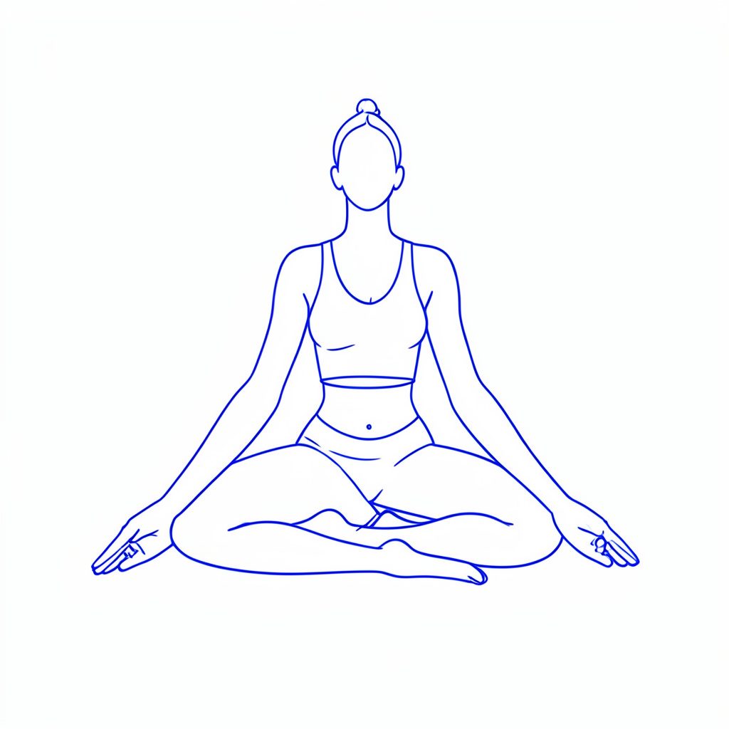 A serene yoga practitioner in a seated meditation pose, soft natural light, calm neutral tones.
