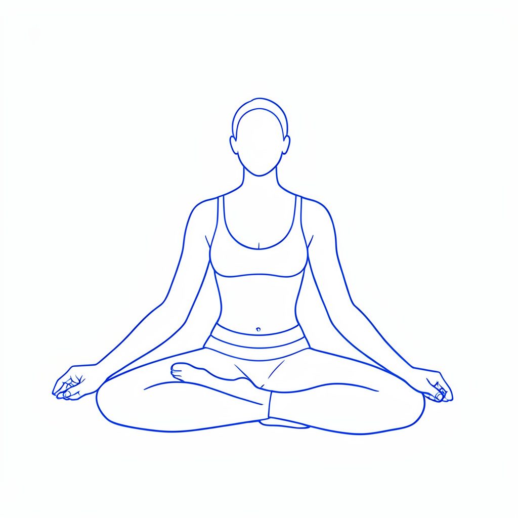 Gentle stretching posture in a sunlit room, warm golden and cream hues