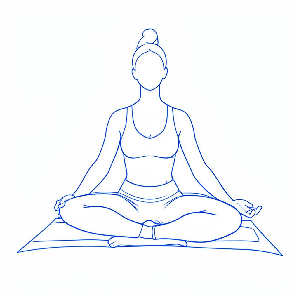 A person holding a smartphone displaying a yoga pose, soft indoor lighting, warm neutral palette